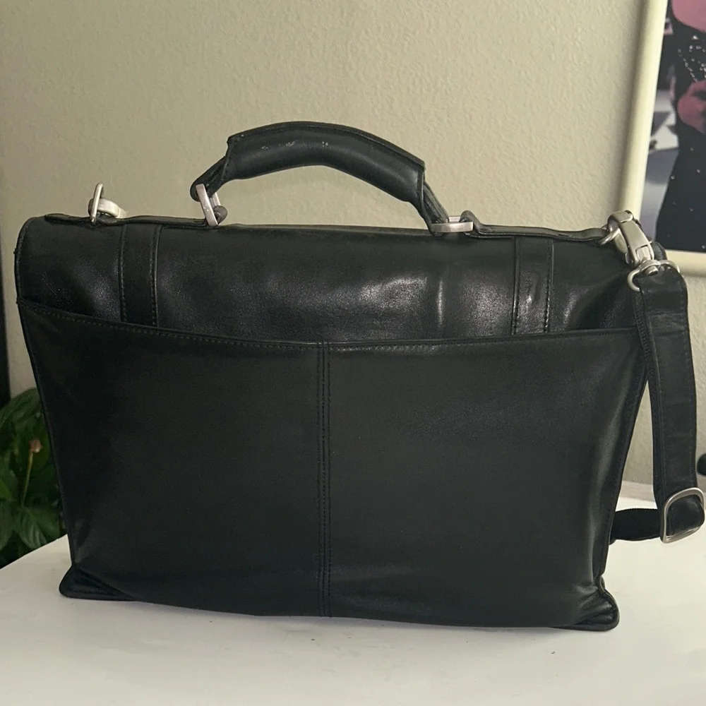 Elegant Black Leather Briefcase by Latico